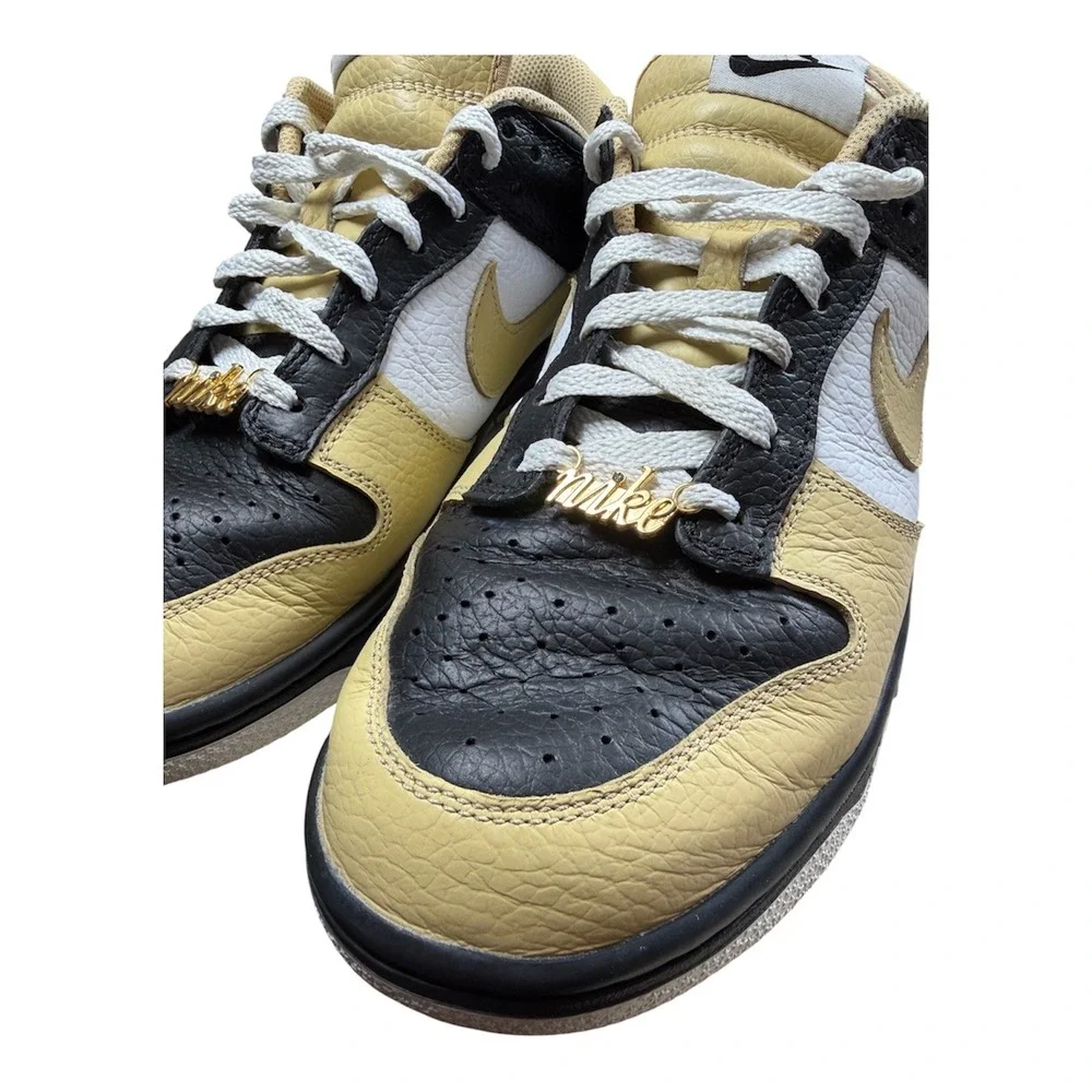 Nike Dunk Low Buff Gold Black White Tumbled Leather Sneakers DV7210-700‎